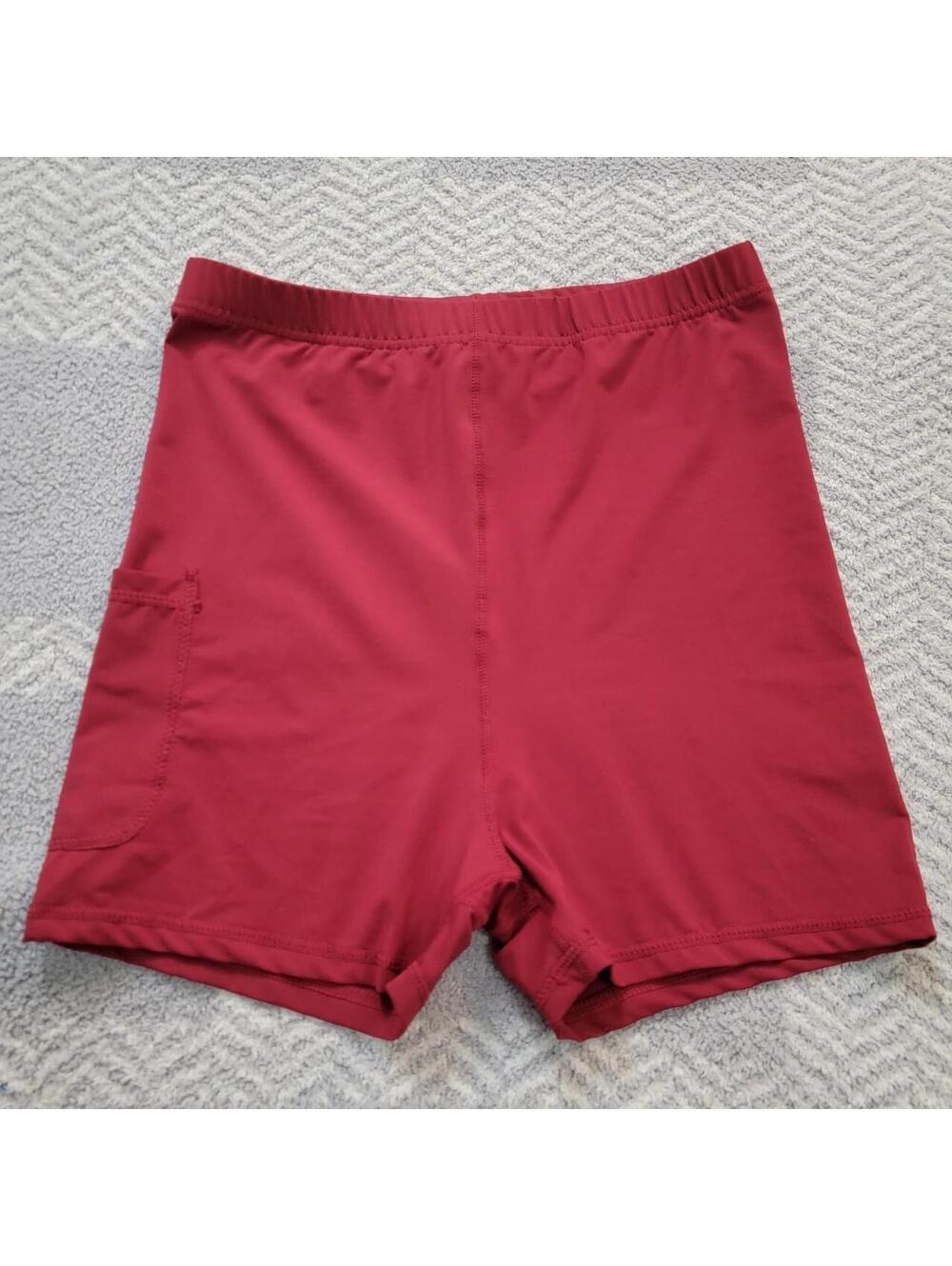 Red spandex shorts with pockets
